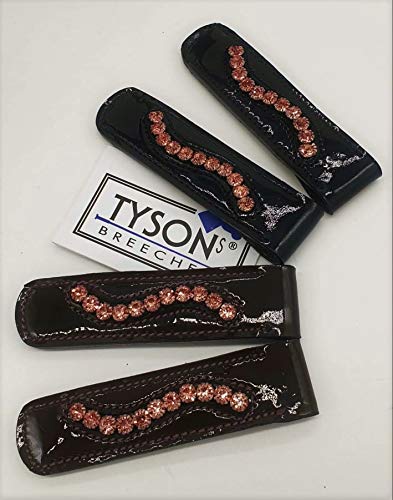 Tysons Breeches Stiefel Clips 1 Paar = 2 St. Lack Schwart Braun Rosegold Roségold Glitzer für Reiterstiefel Reitstiefel Chaps Stiefelclips Deko Clips (Lack Braun Rosegold) von Tysons Breeches