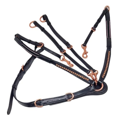 Tysons Breeches Vorderzeug Schwarz Deister Rosegold Roségold Super BUTTERWEICHES Leder VB WB X Full (VB) von Tysons Breeches