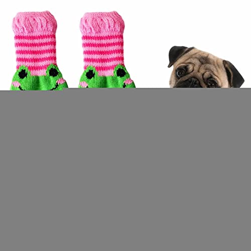 Tytlyworth Hundesocken rutschfest - 2 Paar atmungsaktive Socken mit Cartoon-Hundepfoten - Pfotenschutzsocken gegen Schmutz für kleine mittelgroße Hunde, Kratzfest von Tytlyworth