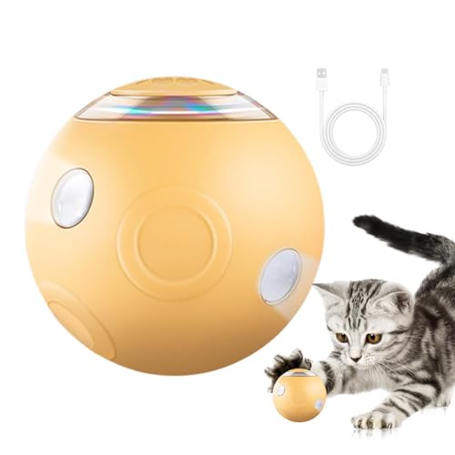 Tytlyworth Interaktiver Hundespielzeugball,Intelligentes interaktives Hüpfspielzeug mit Licht | Wiederverwendbarer automatischer Rollball für Haustiere, Katzen und kleine bis mittelgroße Hunderassen von Tytlyworth