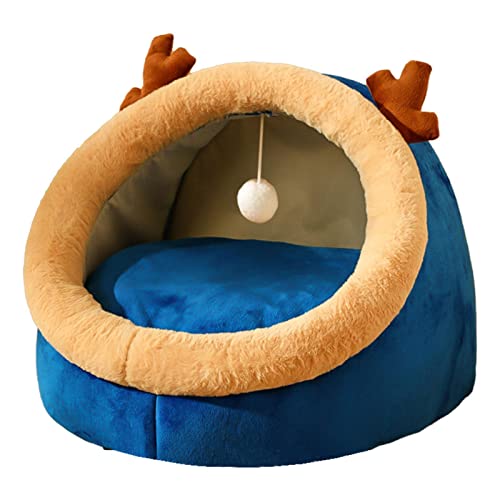 Tytlyworth Katzen-Iglu - Flauschiges Höhlen-Katzenbett mit hängendem Spielzeugball und herausnehmbarer gepolsterter Matratze - Beruhigendes 2-in-1-Haustierbett mit Rutschfester Unterseite von Tytlyworth