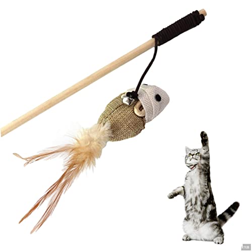 Tytlyworth Katzen-Teaser-Zauberstab - Hölzernes Angelruten-Katzenspielzeug | Niedliches Haustierzubehör zu Trainieren, Necken, Fangen, Springen, Beißen, Spielen für Kätzchen, Katzen von Tytlyworth