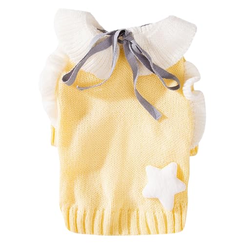 Basic Tee Shirt Bekleidung Niedlicher Winter-Hundepullover, Dicke Hundekleidung für kleine und mittelgroße Hunde, warme Kleidung für Mädchen, Mantel kaltes Wetter (Yellow, XL) von Tyuffghet