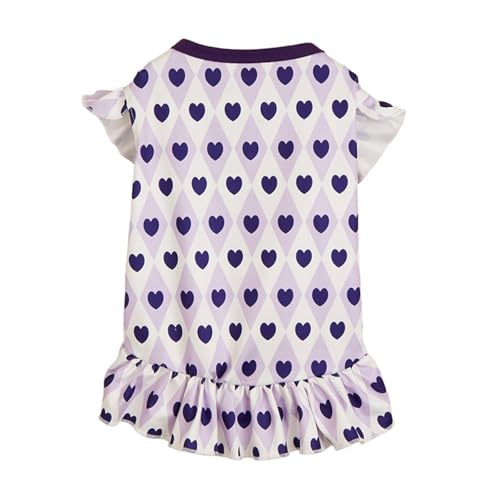 Bowknot Kleid für kleine Hundemädchen Sommer-Haustierkleidung, lila, Herz-Motiv, atmungsaktiv, Bequeme Kleidung für Katzen und Hunde (A, L) von Tyuffghet