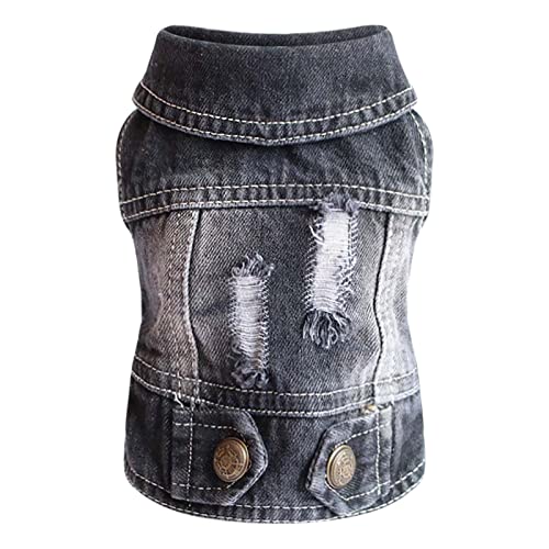 Coole Weste Welpen Basic Tank Top Weste Hund Hunde Jean Frühling für kleine Mode Hemd Kleidung atmungsaktive kühle Jacke Katzen Haustierkleidung (Black A, One Size) von Tyuffghet