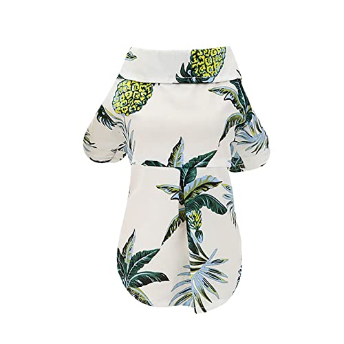 Haustier Sommer Shirts Haustier-Sommer-T-Shirts Hawaii-Stil Blumen-Katzenhemd Bedruckte Haustier-T-Shirts Atmungsaktive kühle Kleidung Strand-Küsten-Welpen-Hemd-Sweatshirt (White, M) von Tyuffghet
