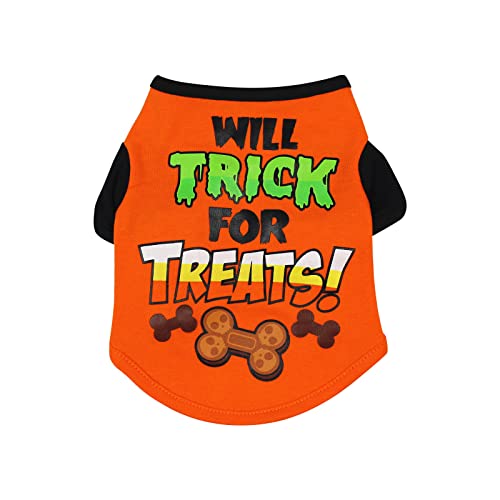 Haustier ärmellose Weste Halloween-Hemden Welpenhemden Haustierkleidung Lustige Halloween-Cosplay-Haustierkostüme (Orange, XL) von Tyuffghet