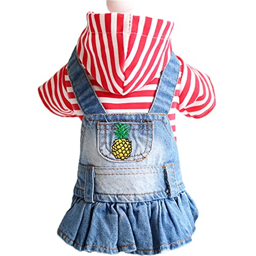 Hund T-Shirt Obst Bestickt Haustier Hund Kleid Kleidung Stripe Plaid Puppy Denim Hoodie Jacke (D, M) von Tyuffghet