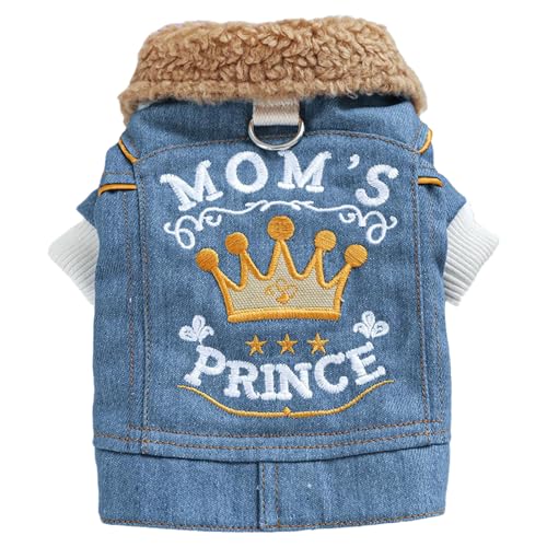 Hunde Shirt Jeansjacke mit Fleecefutter für den Winter, für Welpen, stilvolle, süße Kleidung, leicht, warm, Jeansmantel kleine Hunde, Dicke Jacke Chihuahuas Yorkies, Weihnachts-, (Blue, M) von Tyuffghet