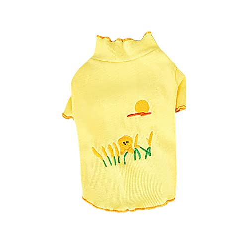 Hunde Shirts Strickkleidung Hemd Sommer Tierkleidung niedlich Blume Weste Einfaches Kaninchen Cute Hundekleidung (Yellow, S) von Tyuffghet