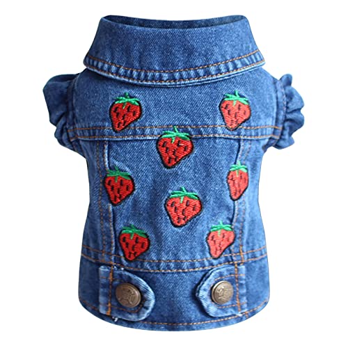 Hundehemd Kleidung Hund T Shirts Clothing Jean Dogs Dog Cats Shirt Atmungsaktiv für kleine Jacken Frühlingsweste Haustierkleidung (Blue C, M) von Tyuffghet