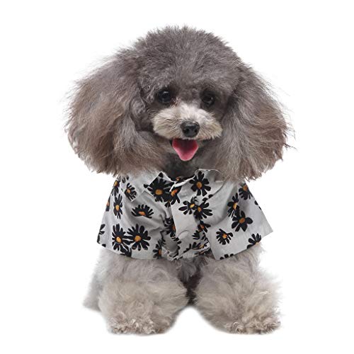 Hundehemden Niedlich Haustier-Hawaii-Hemd-Hundekleidung Frühlings- Sommerhemd mit Gänseblümchen-Print (White, M) von Tyuffghet