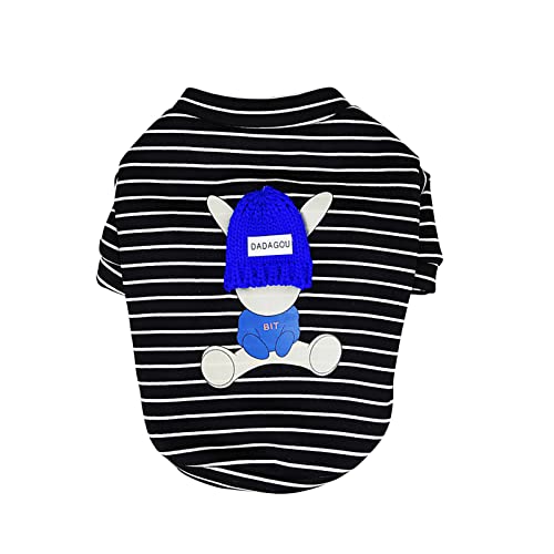 Hundeweste T-Shirt für kleine Hunde Haustier Hund Winter Kleidung Teddy Hundekleidung Kaninchen gestreifter Pullover (Black, L2) von Tyuffghet