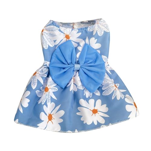 Katze Kleid Weiches Kleid Haustier Sommerkleid Schleife Hund Katze Gurt Urlaub Geburtstag Kostüm (Blue, M) von Tyuffghet