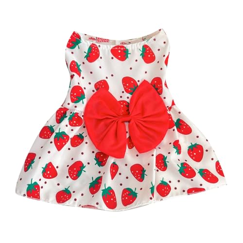 Katze Kleid Weiches Kleid Haustier Sommerkleid Schleife Hund Katze Gurt Urlaub Geburtstag Kostüm (Red, M) von Tyuffghet