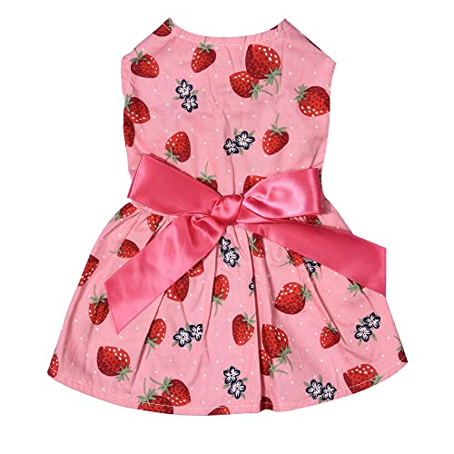 Knoten Welpen Party Kleid Niedlicher Haustier-Druck-Bogen-Rock Atmungsaktives ärmelloses Sommerhemd Bequemes Hundehemd Atmungsaktiver Hund (M) von Tyuffghet