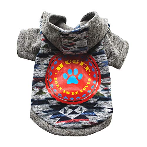 Sommer Hunde T-Shirts Fellfarbe Kleidung Stitch Tiere Winter Bedruckte Kleidung KatzHemd Sweatshirts Hund (Grey, XS) von Tyuffghet