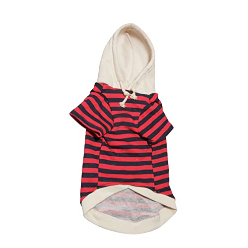 Sommer Hundeshirt Pet Winter Hoodies Fleece Stripe Sweatshirt Haustier Katzen Hunde warm kleiden Heimtierbedarf (Red, S) von Tyuffghet