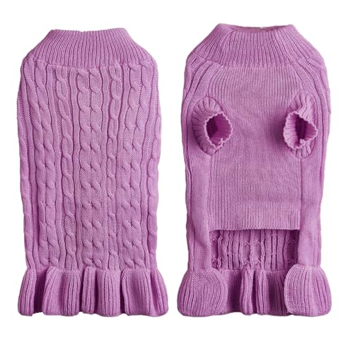 Sommer Hundeshirt Rollkragenpullover, warm, elegant, Seil, Haustierpullover, Stretch-Strick-Pulloverkleid mit Rüschen (A, XL) von Tyuffghet
