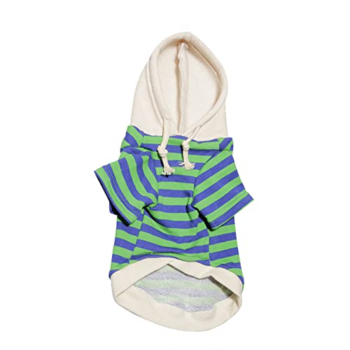 Sommer Welpe Kleidung Tank Top Pet Winter Hoodies Fleece Stripe Sweatshirt Haustier Katzen Hunde warm kleiden Heimtierbedarf (Green, L2) von Tyuffghet