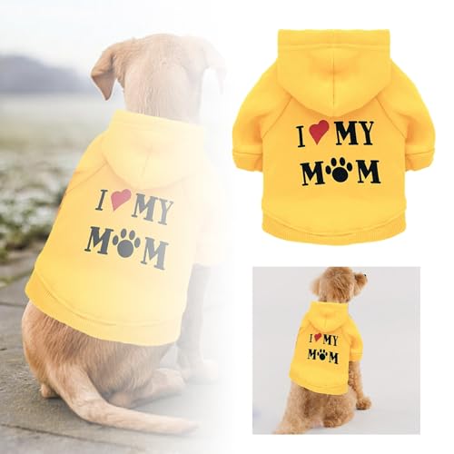 Sommerkleidung Hund Tank Top Haustier Hund Kleidung Herbst Und Winter Kleidung Haustier Liefert Fleece Mit Kapuze Mama Sweatshirt Herbst Und Winter Sweatshirt (B, L) von Tyuffghet