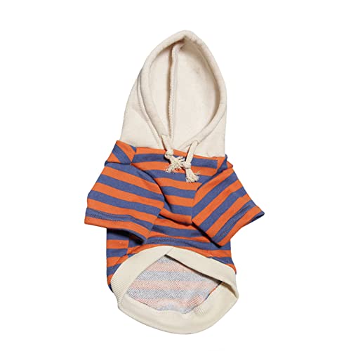 T-Shirts atmungsaktive Hund Pet Sommer Hoodies Fleece Stripe Sweatshirt Haustier Katzen Hunde warm kleiden Heimtierbedarf (Orange, L) von Tyuffghet