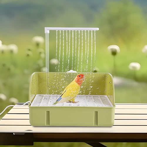 Tyuffghet Automatische Vogel Badewanne, Wellensittich Badewanne mit Dusche, Papageiendusche Vogelbadewanne für Wellensittiche Mittelgroße Papag Automatische Vogelbrunnen (Light Green) von Tyuffghet