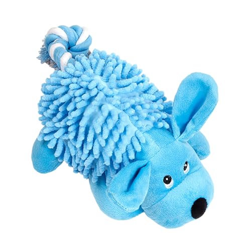 Tyuffghet Hundespielzeug Unzerstörbar mit Sound und Puzzle, Haustierspielzeug mit Zähneknirschen und Reinigungsspielzeug, niedliches Cartoon-Plüsch (Blue, 30x15cm) von Tyuffghet