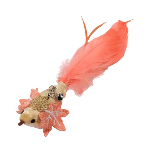 Tyuffghet Quietschend Hunde buntes Katzenspielzeug mit Feder-Vogel-Muster, Stick zum Wechseln der Köpfe (D, One Size) von Tyuffghet