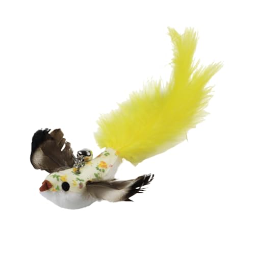 Tyuffghet Quietschend Hunde buntes Katzenspielzeug mit Feder-Vogel-Muster, Stick zum Wechseln der Köpfe (F, One Size) von Tyuffghet