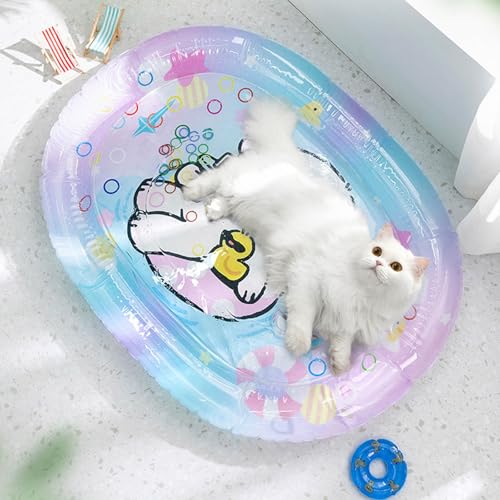 Tyuffghet Wasserspielmatte Kühlmatte,Wassersensorik Matte,Interaktives Spielzeug,Sommerliche Spielwasser-Sensormatte für Kleine Hunde Und Katzen (Color A, S) von Tyuffghet