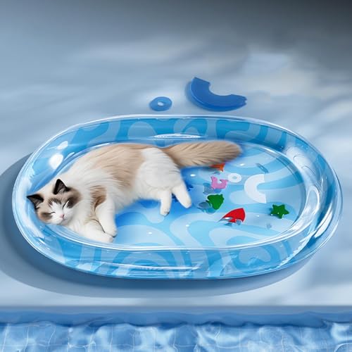 Tyuffghet Wasserspielmatte Kühlmatte,Wassersensorik Matte,Interaktives Spielzeug,Sommerliche Spielwasser-Sensormatte für Kleine Hunde Und Katzen (Color B, S) von Tyuffghet