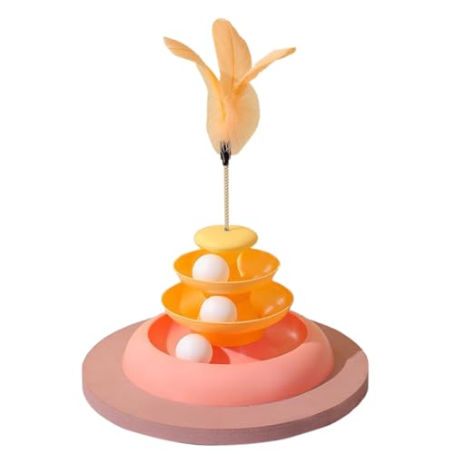 Tyuffghet zähne putzen zähne für Hauskatzen, lustig, mit Spiel mit Feder, 3-lagiges Katzen-Drehteller-Spielzeug für Haustiere (One Size) von Tyuffghet