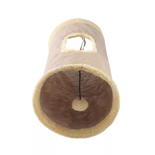Unzerstörbarer Quietschender Hundeball Katzenspielrohr, Spielzeug mit Spiel-Indoor-Katzenspieltunnel für Katzen, Welpen, Kätzchen, Kaninchen (Khaki #5, 50X25CM) von Tyuffghet