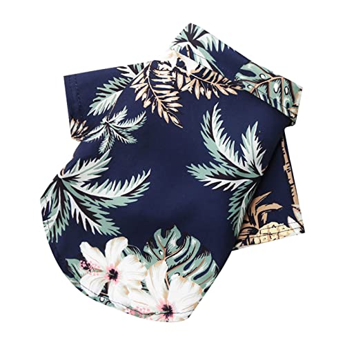 Weiche Baumwolle Tee Shirt Haustier-Sommer-T-Shirts Hawaii-Stil Blumen-Hundehemd Bedruckte Haustier-T-Shirts Atmungsaktive kühle Kleidung Strand-Küsten-Welpen-Hemd-Sweatshirt für kleine (Navy, XS) von Tyuffghet
