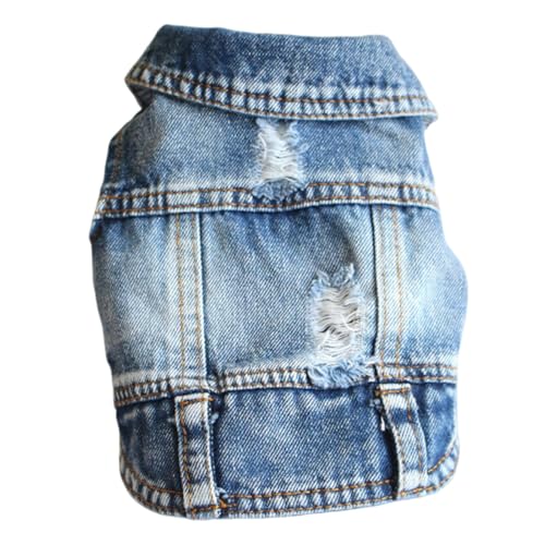 Weiche Haustier Westen Kleidung Haustier-Outfit Denim-Weste im Used-Look mit zerrissenen Details. Ausgefallener Modestil für kleine bis mittelgroße Hunde Katzen. Verstellbare (Sky Blue, XS) von Tyuffghet
