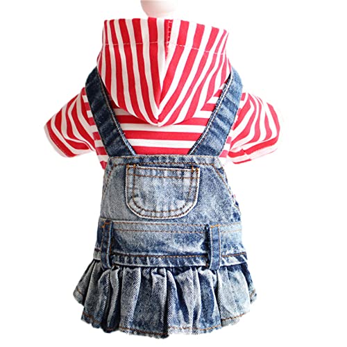 Weste Hund T-Shirt Obst Bestickt Haustier Hund Kleid Kleidung Stripe Plaid Puppy Denim Hoodie Jacke (E, XXL) von Tyuffghet