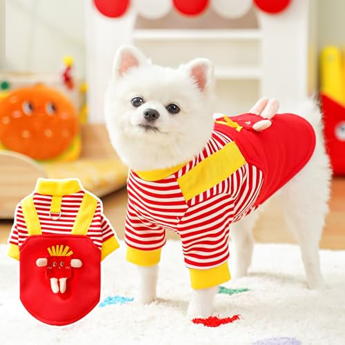 Weste Weiche Ärmelloses Hundekleidung Hund Junge Mädchen Warmer Winter Hundemantel Pommes Frites Rot Gestreifter Hundemantel Hundepullover Hund Kaltes Wetter Mantel Winter (C, 25x15x2 cm) von Tyuffghet