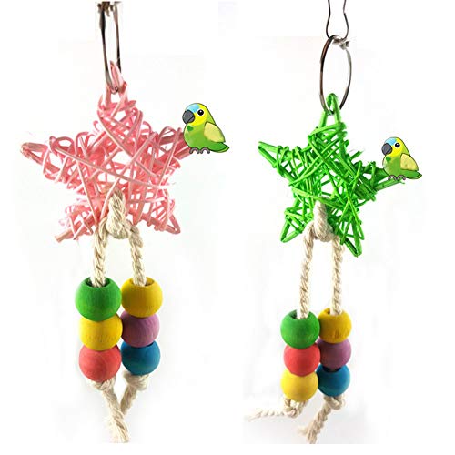 Bunte Perlen Vogel fünfzackige Sternform Käfig Schaukel Kauen Klettern Papagei Spielzeug Zufällige Farbe Kreative und Exquisite Verarbeitung von U-K