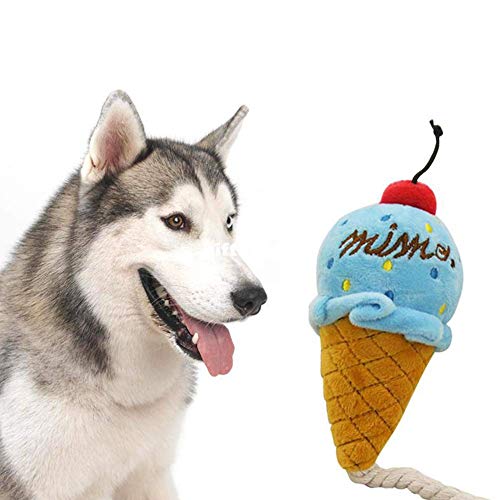 Haustierspielzeug Nettes Eiscreme-Plüsch-Hund-Welpe-Training Kauen Quietschendes Spielzeug Sound-Spielzeug für Haustier-Welpen-Hund Blau Heimtierbedarf Exquisite Verarbeitung Work Nettes Design von U-K