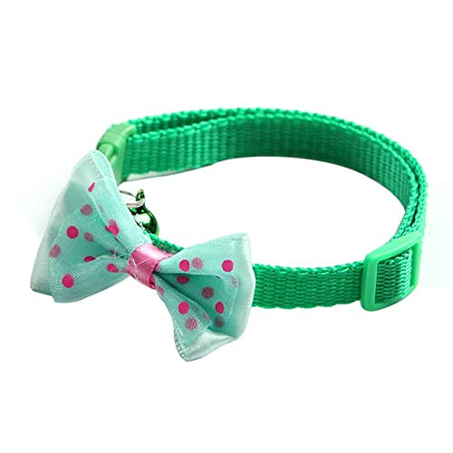 Hundehalsband mit Schleife und Glöckchen, verstellbar, Grün von U-K