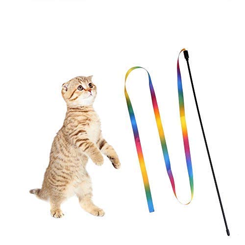 Tease Cat Rod Rainbow Fabric Pet Toy Interaktives Kratzspielzeug Kätzchen Spielspielzeug Entzückende Qualität und praktisch von U-K