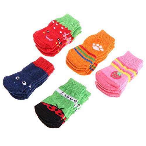 1 Set rutschfeste Socken für Haustiere, Mischgewebe, Baumwolle, niedlich, für Hunde, Welpen, Katzen, weich, warm, Premium-Qualität von U-M