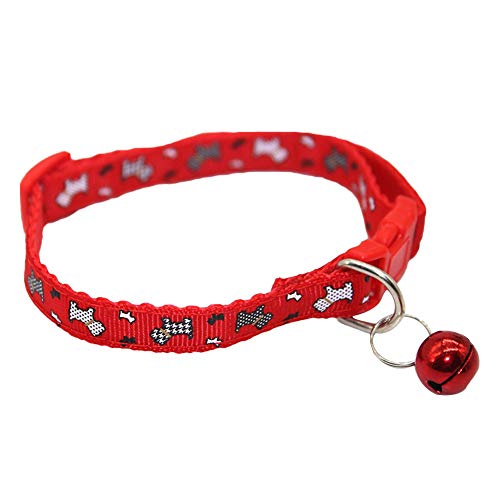 Haustier-Halsband für Welpen, verstellbare Nylon-Schnalle, Glöckchenhalsband für kleine Hunde und Katzen, dekorative Halskette, rot, hochwertige Qualität und kreativ von U-M