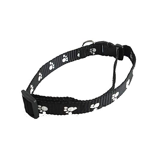 U-M Haustier-Halsband, Pfotenabdruck-Design, verstellbar, mit Glöckchen, Schnellverschluss, Sicherheitsschnalle, Halskette für Katze, Hund, schwarz, überlegene Qualität und kreativ von U-M