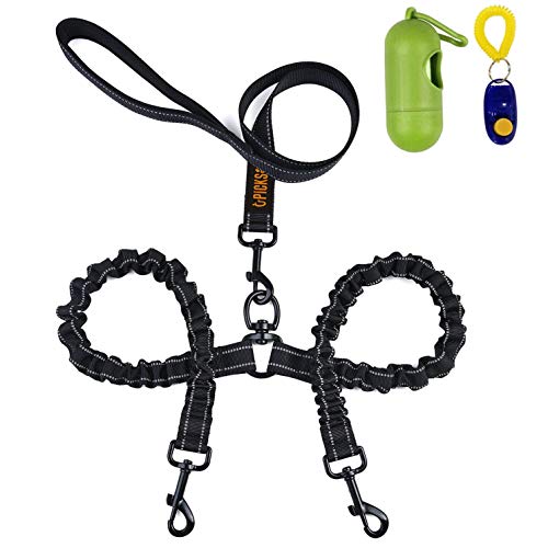 Doppelleine für Hunde, reflektierend, stoßdämpfende Wirkung, 360°-Rotation, Bungee-Design, kein Verheddern, für Zwei Hunde zum Spazierengehen/Trainieren Doppelleine für Hunde, reflektierend, stoßdämpfende Wirkung, 360°-Rotation, Bungee-Design, kein Verheddern, für Zwei Hunde zum Spazierengehen/Trainieren von Dual