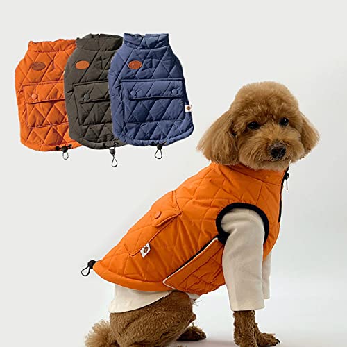 U&Pet Big Pocket Anorak gepolsterte Weste, Wintermantel, warme Hundebekleidung für kaltes Wetter, Hundejacke für kleine, mittelgroße und große Hunde (Größe L, Orange) von U&Pet