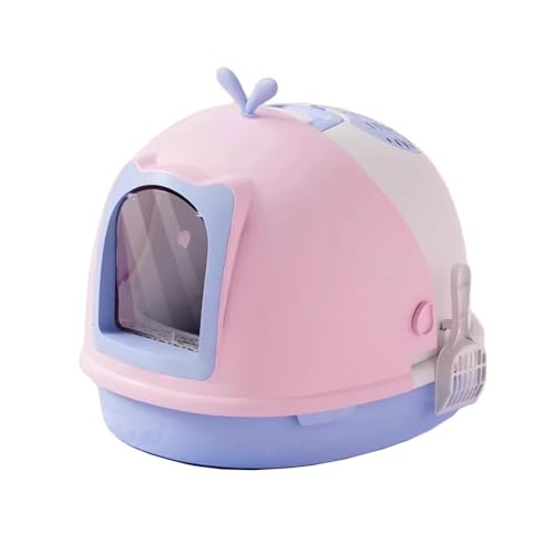 Katzentoilette, Abgedeckte Katzentoilette mit Schaufel, Top-Einstieg Anti-Spritz-Design für Katzentoilette(Purple) von UANFHWZF