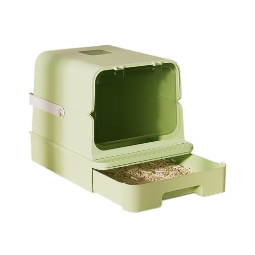 Katzentoilette, Geschlossene Katzentoilette mit Ausgang Oben und Griff, großes Tablett mit Haube Katzentoilette(Green) von UANFHWZF