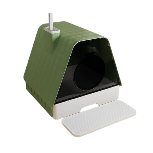 Katzentoilette, Geschlossene Katzentoilette mit Deckel, Spritzschutzschublade und Schaufel, Pedalen Katzentoilette(Green) von UANFHWZF